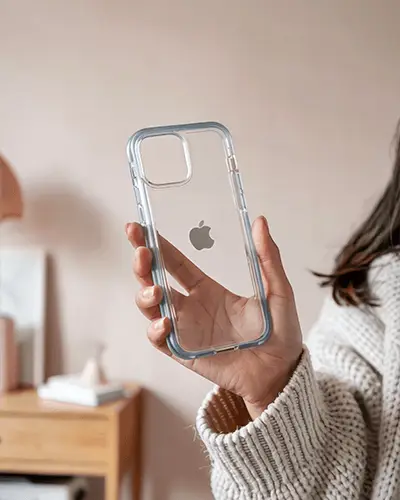 Transparent Anti Scratch Mobile Phone Case Sticker Mockup In Explicit Hand