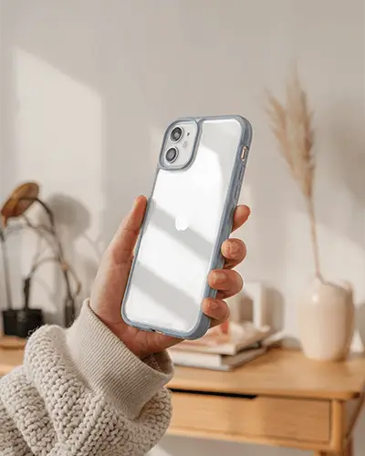 Realistic Phone Case With Transparent Sticker Mockup For Branding And Design Showcase