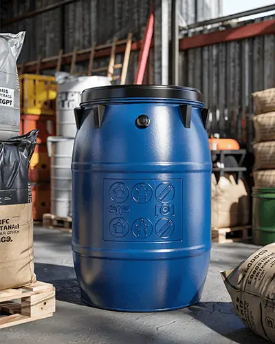 industrial-storage-barrel-sticker-mockup-with-safety-instruction-sticker-mockup-in-warehouse-setting