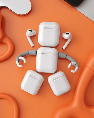 fun-airpods-sticker-mockup-in-robot-shape-on-orange-background