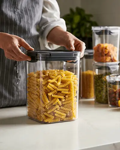 kitchen-storage-container-sticker-mockup-with-air-tight-lid-for-pasta-grains-dry-food-organization