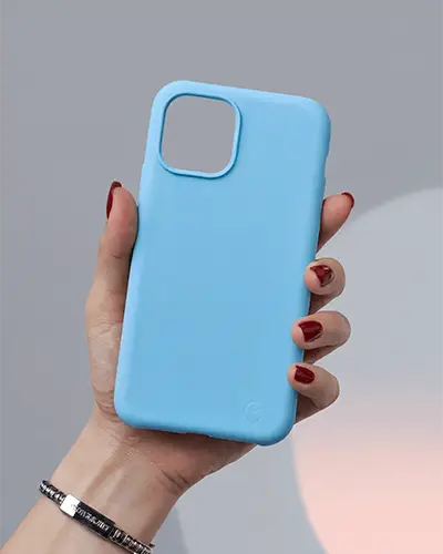 Hand Holding Flexible Mobile Sticker Mockup For Promoting Phone Accessories Or Personalized Art