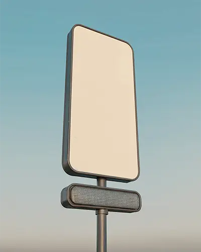 Modern Urban Streetlight Pole Mounted Rectangular Advertising Sticker Mockup