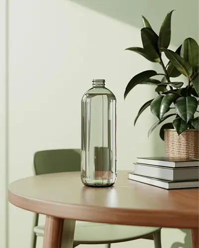 transparent-bottle-packaging-sticker-mockup-with-natural-indoor-plant-and-books-background