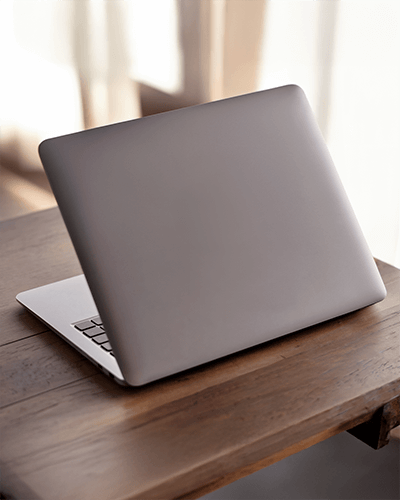 Premium Laptop Sticker Mockup Close Up Angle Natural Lighting