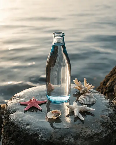 glass-water-sticker-mockup-rock-by-sea-with-sea-shells-and-starfish-nature-outdoor-mockup