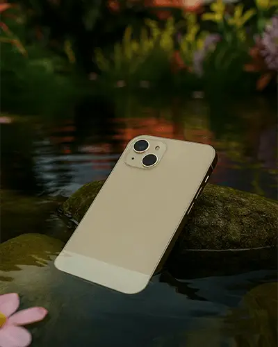 Sleek Smartphone Sticker Mockup In Natural Water Settings For Modern Device Promotion Campaign