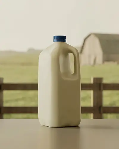 Blank Milk Jug Sticker Mockup With Outdoor Rural Farm Setting Background