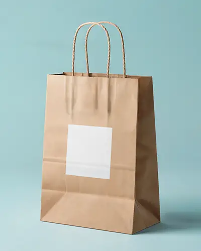 Shopping Bag With Square Sticker Mockup For Logo Showcase And Marketing Materials