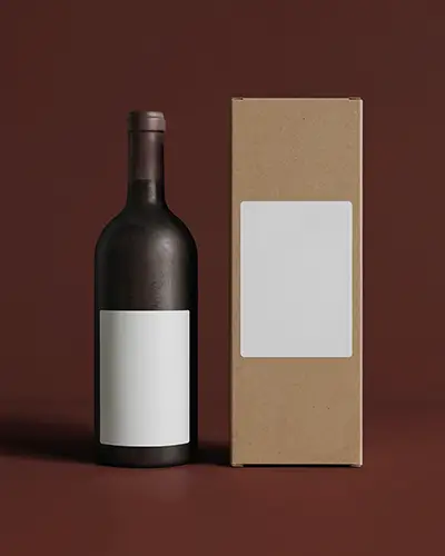 Wine Bottle Label Sticker Mockup For Brandy Packaging Design Presentation