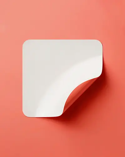Blank Square Sticker Mockup With Curled Corner For Custom Design Display