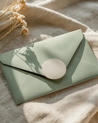 Custom Round Envelope Sticker Mockup For Branding And Packaging Design Presentations