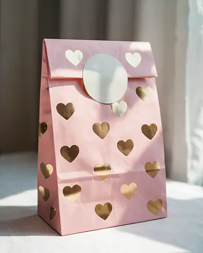 Realistic Sticker Mockup With Hearts And Round Labels For Product Packaging Presentation