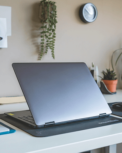 Aesthetic Workspace Laptop Mockup Warm Tones And Green Plants