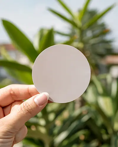 Realistic Hand Holding Round Sticker Mockup Nice For Label Design And Promotional Use