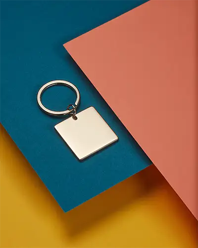 Premium Square Metal Sticker Mockup For Customized Personalized Logo Design Presentation