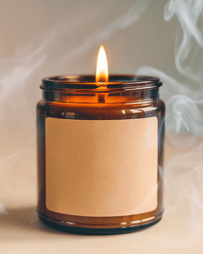 Soothing Candle Sticker Mockup Meditative Mood With Flickering Flame