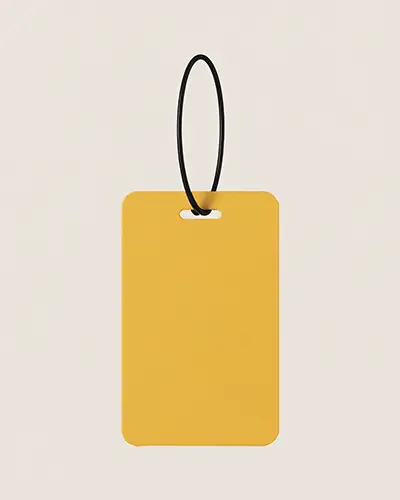 Simple Blank Hanging Sticker Mockup With Rounded Edges And Oval String For Design