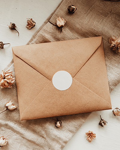 Handcrafted Letter Sticker Mockup Boutique Envelope With Custom Seal Design