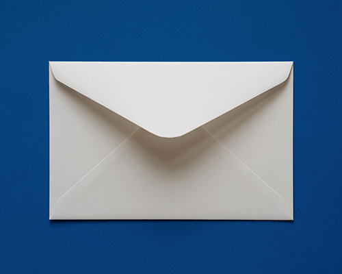 Envelope Sticker Mockup On Bold Blue Background Clean Minimal Brand Presentation