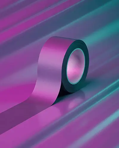 Colorful Tape Sticker Mockup Roll Of Adhesive Tape On Vibrant Gradient Background Modern Style