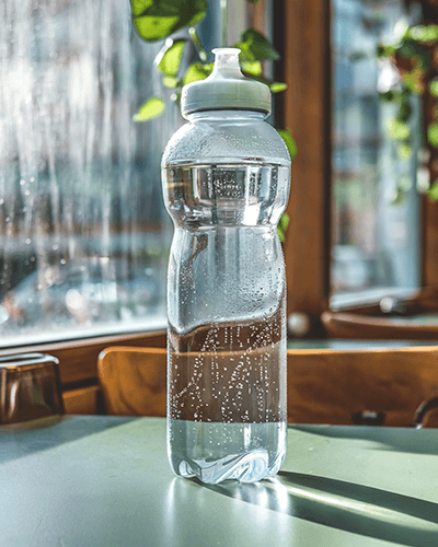 Aesthetic Water Bottle Sticker Mockup Trendy Custom Labels In Soft Warm Light