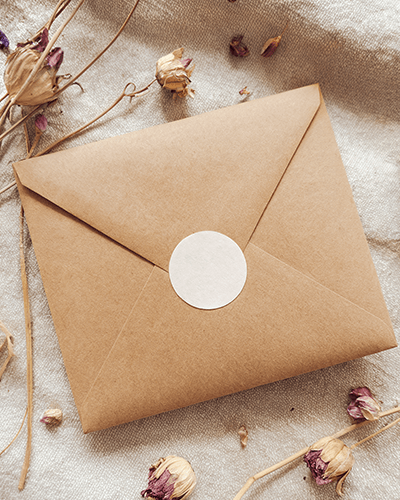 Handcrafted Envelope Sticker Mockup Brown Paper Seal Boho Wedding Stationery