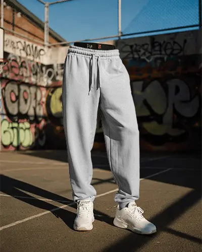 Comfortable Stylish Athleisure Wear Sweatpants Mockup Elastic Waist And Drawstring Casual