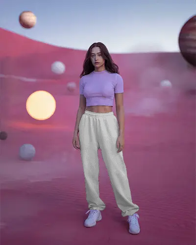 Comfortable Loose Fit Women Sweatpants Mockup With Elastic Waistband For Casual Loungewear Style