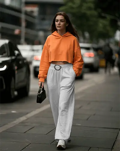 Trendy Loose Fitting Women Sweatpants Mockup For Everyday Wear Street Fashion Looks