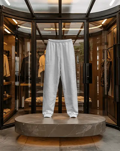 elegant-sweatpants-mockup-showcased-on-podium-in-luxury-boutique-store-setting