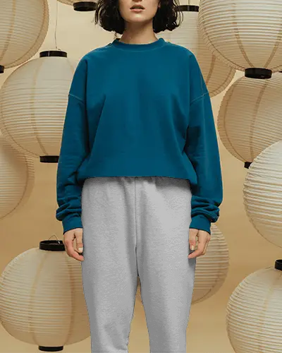 Modern Sweatpants Mockup Warm Lantern Backdrop With Soft Studio Lighting