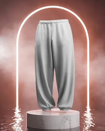 elegant-sweatpants-mockup-showcased-on-podium-with-neon-arch-and-misty-backdrop