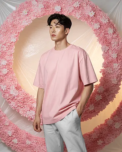 Soft Tone Sweatpants Mockup Pastel Floral Ring Backdrop And Clean Studio Style