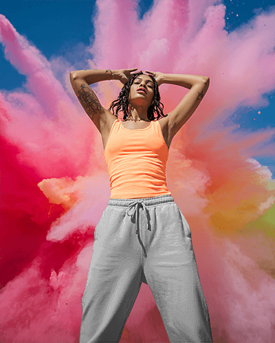 Vibrant Sweatpants Mockup Color Explosion Backdrop And Bold Summer Energy