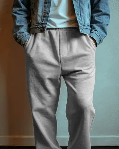 Casual Outfit Sweatpants Mockup With Denim Jacket And T Shirt In Relaxed Streetwear Style