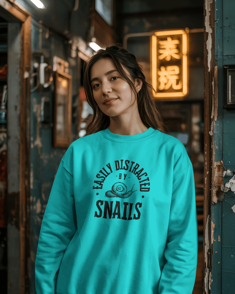 Sweatshirt Mockup Female Model Smiling In Vintage Japanese Cafe With Neon Background