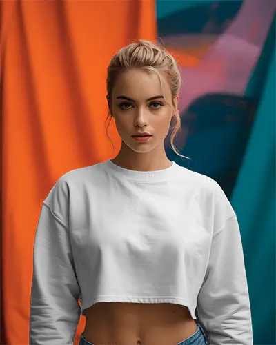 Trendy Cropped Sweatshirt Mockup For Stylish Womens Casual Wear Fashion Designers