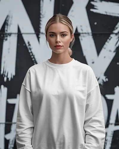 female-model-wearing-sweatshirt-mockup-front-facing-against-graffiti-wall-urban-style