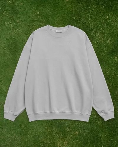 Flatlay Sweatshirt Mockup On Green Grass Textured Background Clean Top View Display
