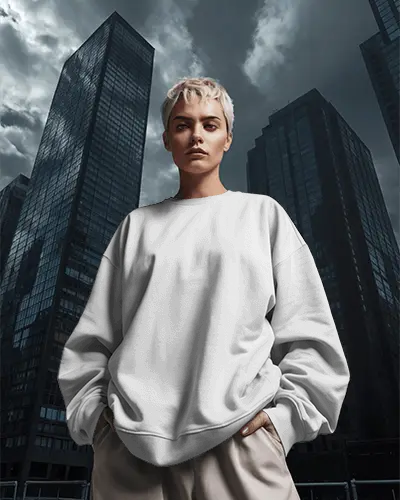 Trendy Loose Fit Sweatshirt Mockup Essential Wardrobe Staple Unisex Crewneck Outfit