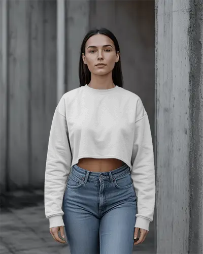 Trendy Cropped Sweatshirt Mockup Women Comfortable Casual Wear Everyday Style Essential