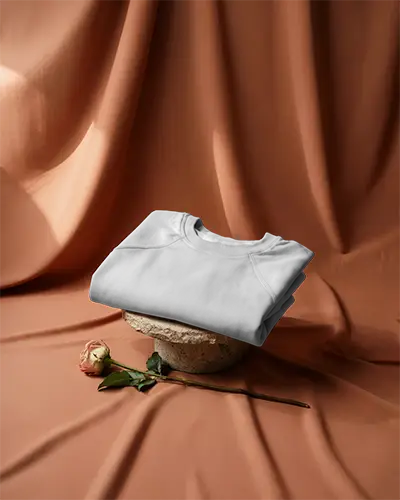 Minimalist Sweatshirt Mockup With Side Stitched Seams And Organic Fabric Texture