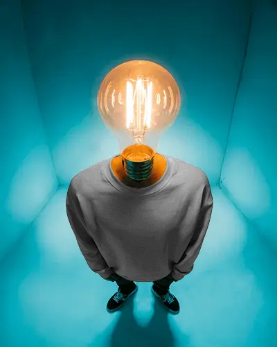 Creative Sweatshirt Mockup Lightbulb Head Concept Artistic Studio Idea Themed Design