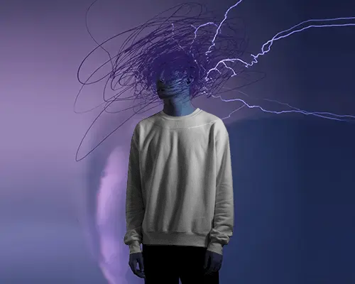 Electric Energy Sweatshirt Mockup Purple Lighting Digital Art Style Modern Vibe