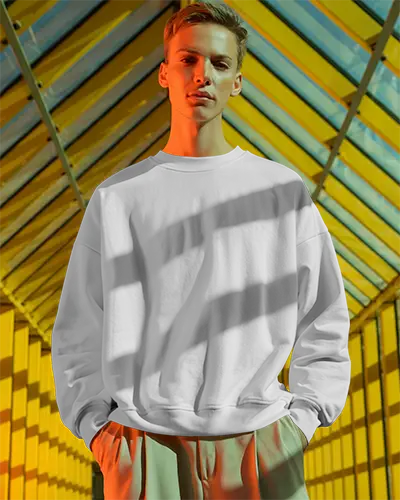 Modern Relaxed Fit Crewneck Sweatshirt Mockup For Stylish Casual Layered Outfit Design Showcase