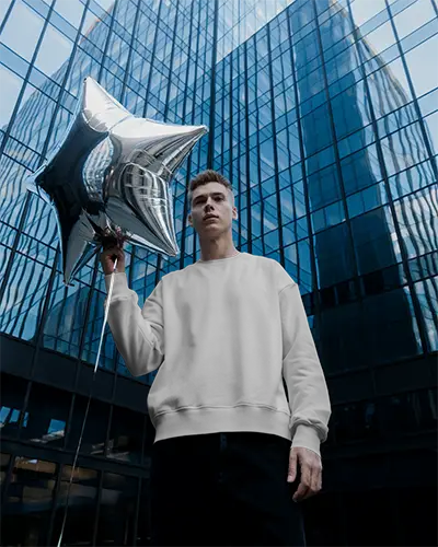 Urban Casual Mens Sweatshirt Mockup High Resolution Blank Crewneck Street Style