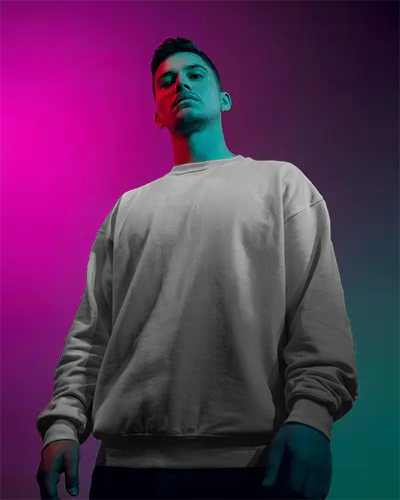 Modern Streetwear Sweatshirt Mockup For Men With Loose Fit And Round Neck Design