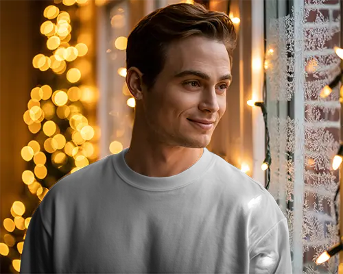 Comfortable Casual Christmas Sweatshirt Mockup For Seasonal Fashion Brand Promotion