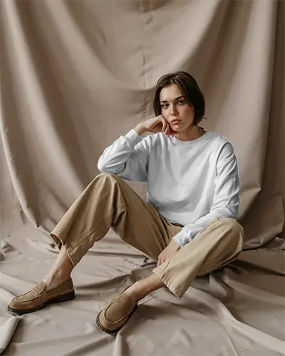 Stylish Comfortable Long Sleeve Sweatshirt Mockup For Casual Wears And Everyday Fashion